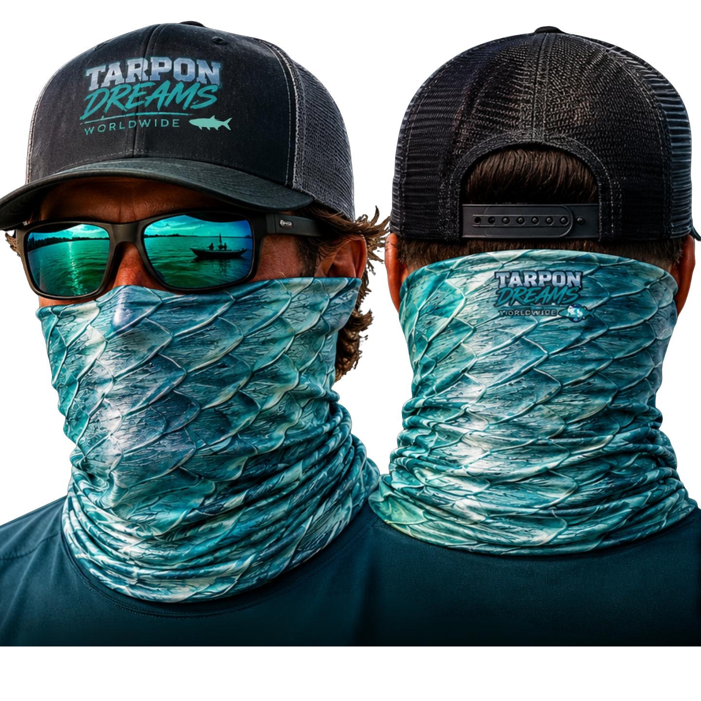 Tarpon Dreams - Trucker Hat Snap Back (Slate) + Gaitor