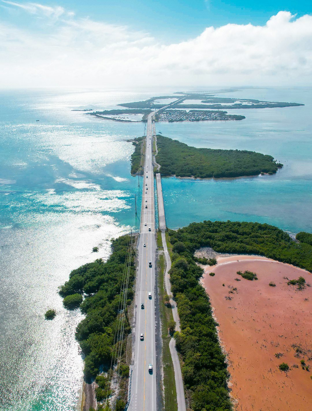 The Florida Keys, Tarpon Heaven An aerial view of a highway near the ocean in the Florida Keys