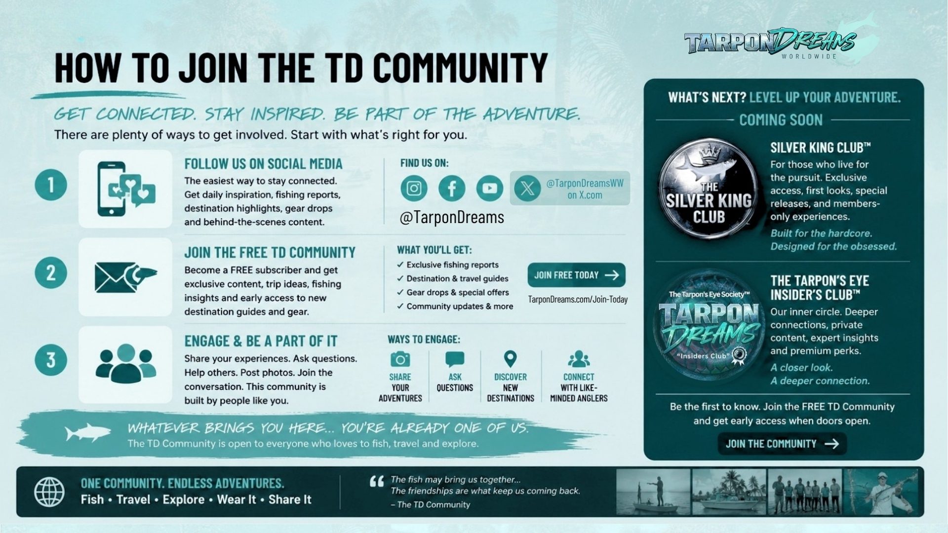 TARPON DREAMS - JOIN THE COMMUNITY - CTA 1 Tarpon Dreams - The Welcome Video - Slide 9 - How to Join the Community