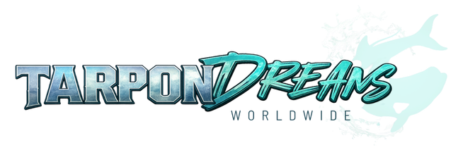 Tarpon Dreams - Community + Newsletter Logo (no opacity_ Tarpon Dreams Community + Newsletter Logo, Silver, Metallic Lettering "TARPON" followed by the Word DREAMS in a SeaFoam Paintbrush Type Font. Underneath Tarpon Dreams™ you will see WORLDWIDE. Denoting that TarponDreams.com Serves 9 Major Destinations, with an average of 3 Fishing Areas, Guides or Lodges per Major Destination.