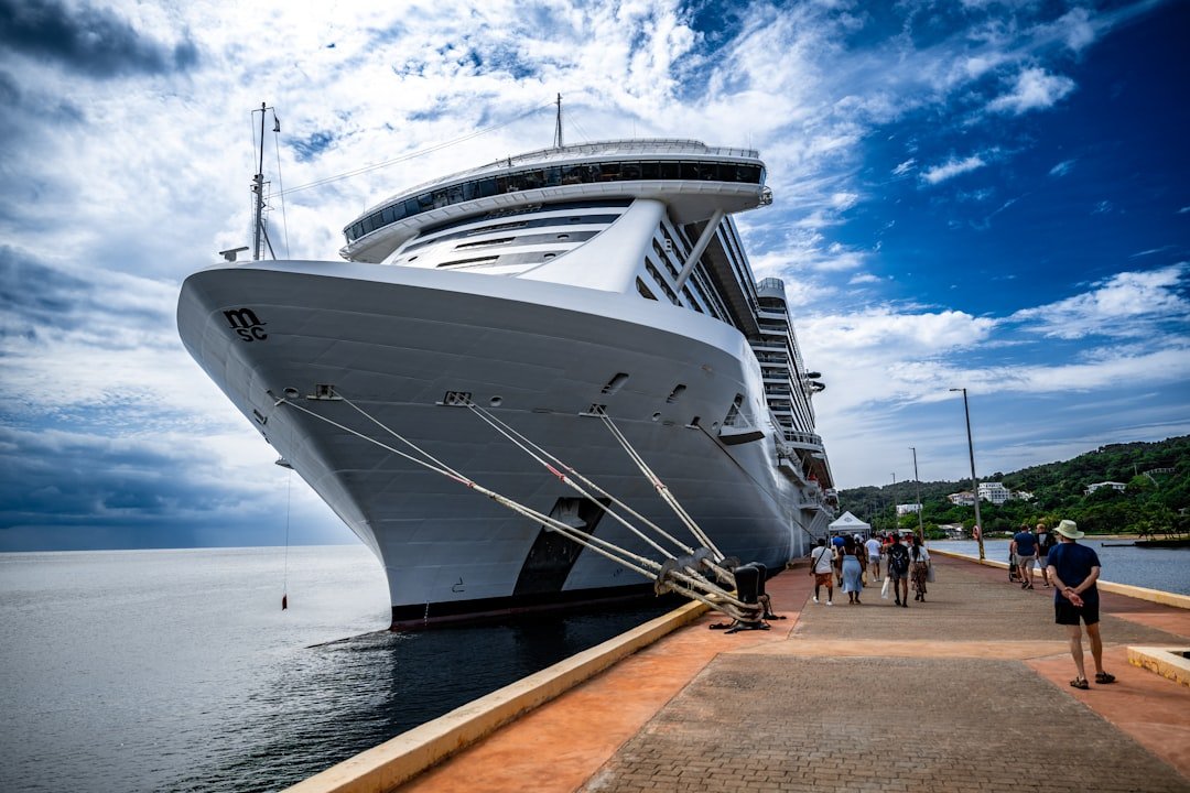 Photo by Ryan Grewell A large cruise ship docked at a pier