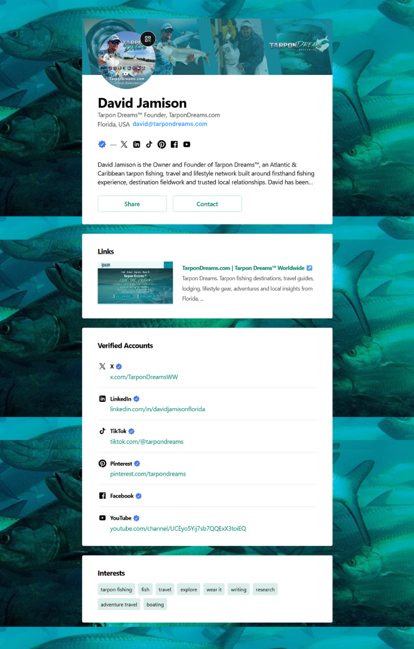 GRAVATAR PROFILE DAVIDJAMISON_TD David Jamison Tarpon Dreams™ Founder  Tarpon Content Author